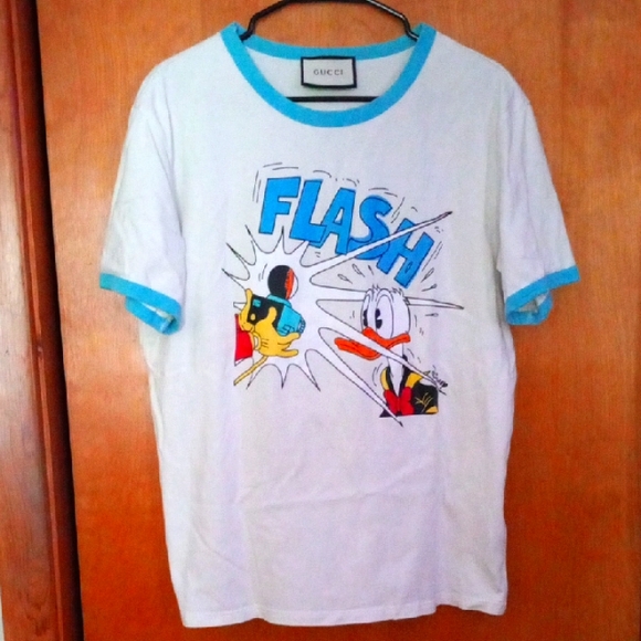 Authentic Gucci and Disney Donald Duck Cartoon Print White T-Shirt Size XL